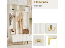 Vestiário de entrada moderno - com cabide e guarda-sapatos - Branco