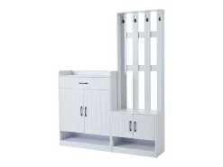 Vestiário moderno - com cabideiro e armários para sapatos - com ganchos e gaveta - Branco