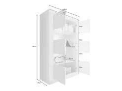 Vitrina 4 portas de vidro sem iluminação, coleção CISA, cor branco laqueado brilhante.