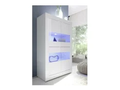 Vitrina 4 portas de vidro sem iluminação, coleção CISA, cor branco laqueado brilhante.
