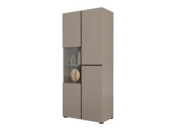 Vitrina alta com 2 portas coleção HAVANA com LED integrado. Cores bege e preto.