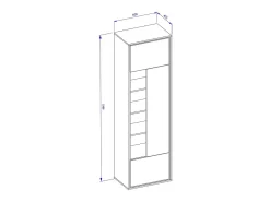 Vitrina alta design, 1 porta, 1 gaveta e 4 nichos aparentes coleção SILVA. Cores carvalho e cinza.