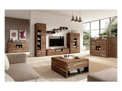Vitrina alta design, 1 porta, 1 gaveta e 4 nichos aparentes coleção SILVA. Cores carvalho e cinza.