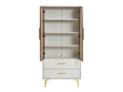 Vitrina com 2 portas de vidro - LEDs - 70 x 35 x 150cm - Aglomerado - Branco