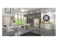 Vitrina de 1 porta com abertura à esquerda, incluindo LED Teo White e Wood