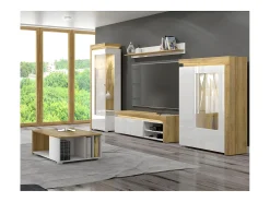 Vitrina de 1 porta com abertura à esquerda, incluindo LED Teo White e Wood