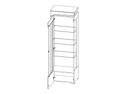 Vitrina de 1 porta com abertura à esquerda, incluindo LED Teo White e Wood