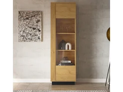 Vitrina de 1 porta em madeira Ysia e preto