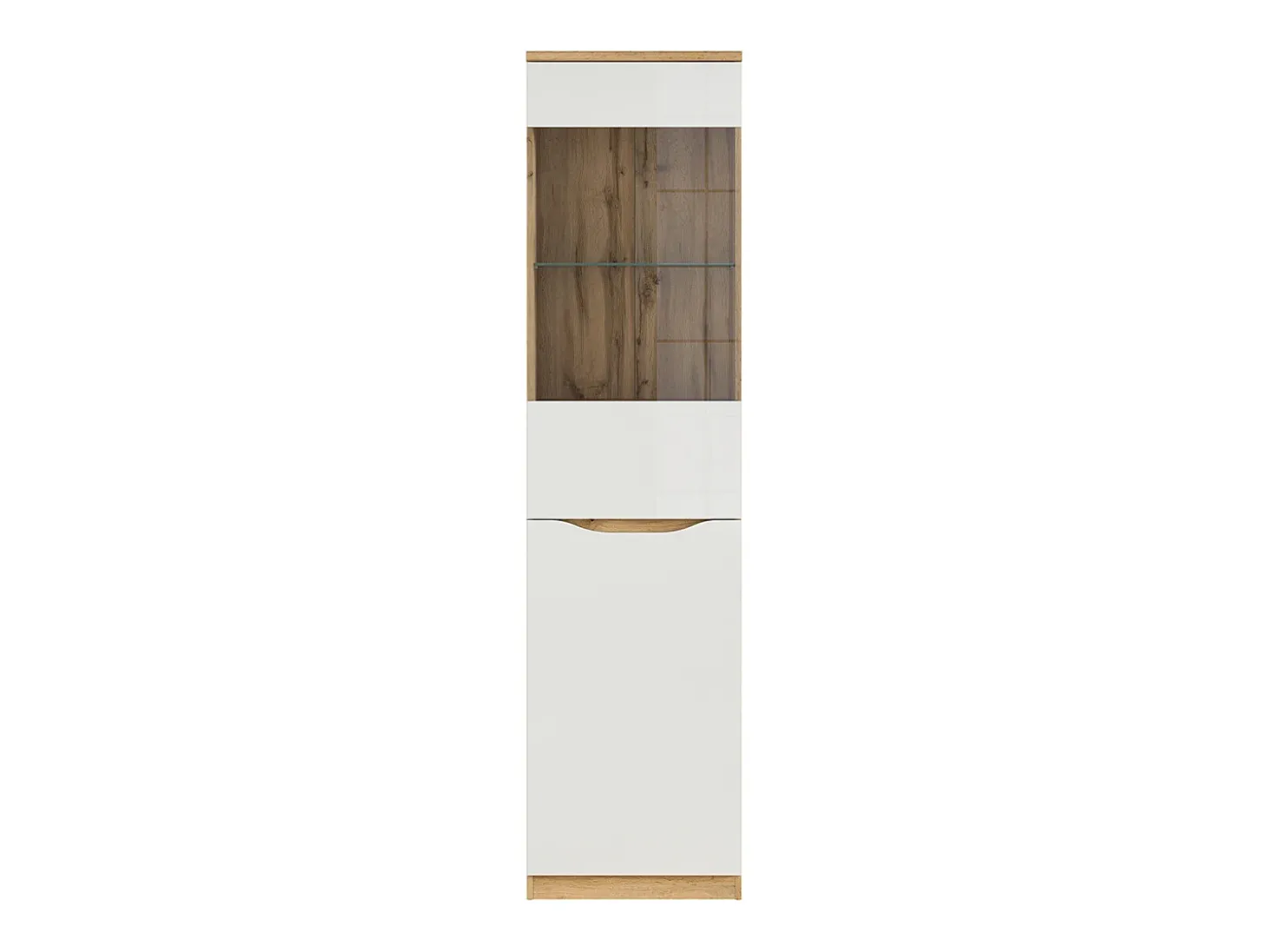 Vitrina de 1 porta June Branco e Madeira