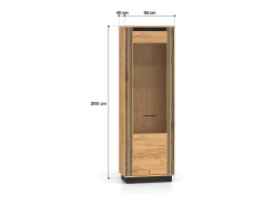 Vitrina de 1 porta Solal em madeira e preto