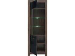 Vitrina de 2 portas Adam em madeira e preto