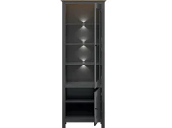 Vitrina de 2 portas com LED Duck Cinzento antracite e madeira