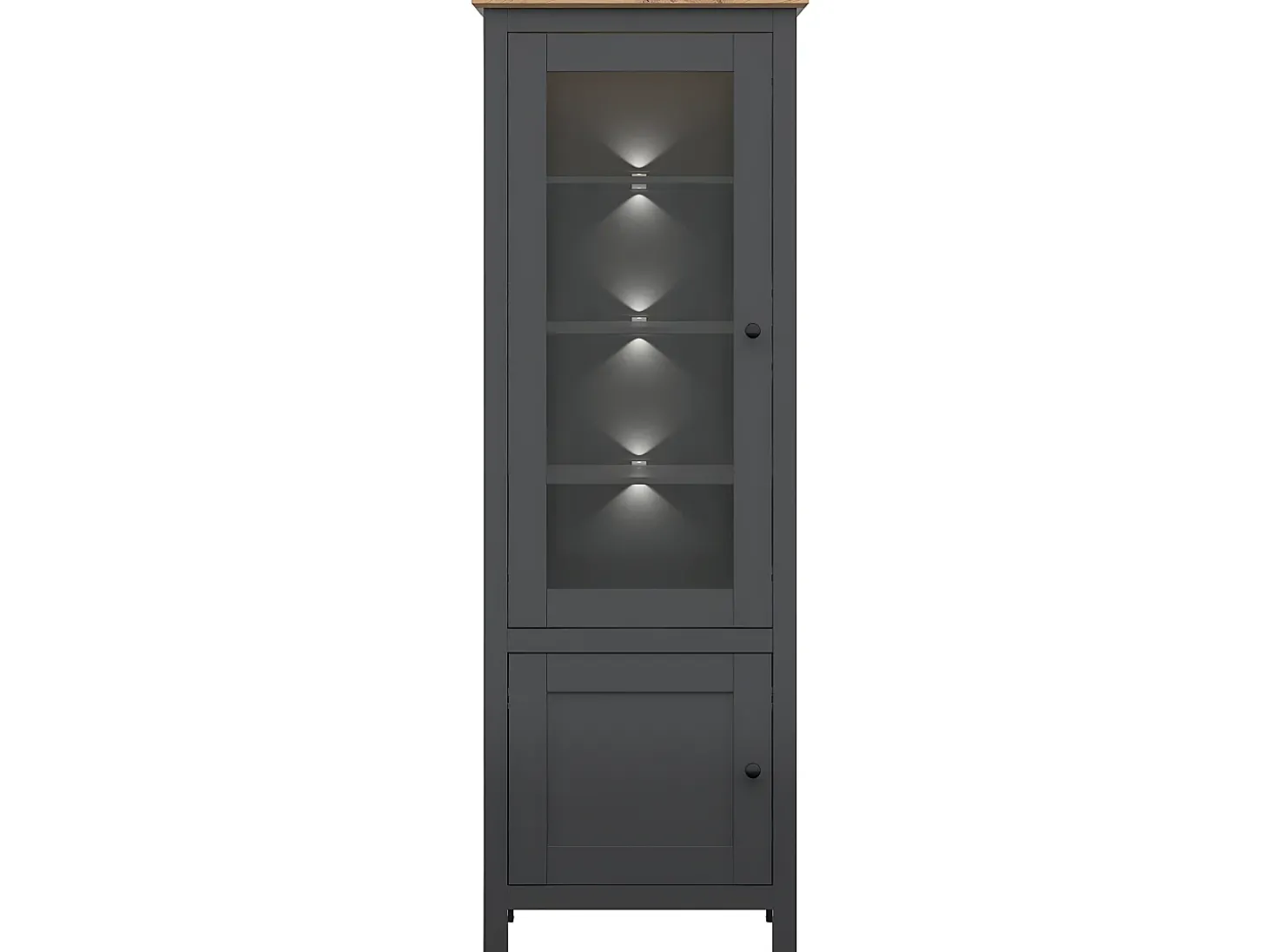 Vitrina de 2 portas com LED Duck Cinzento antracite e madeira