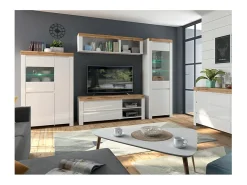 Vitrina de 2 portas Hella Branco e Madeira