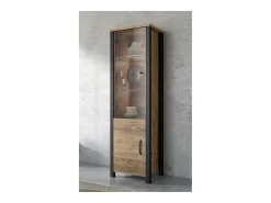 Vitrina de 2 portas Lyam em madeira e preto