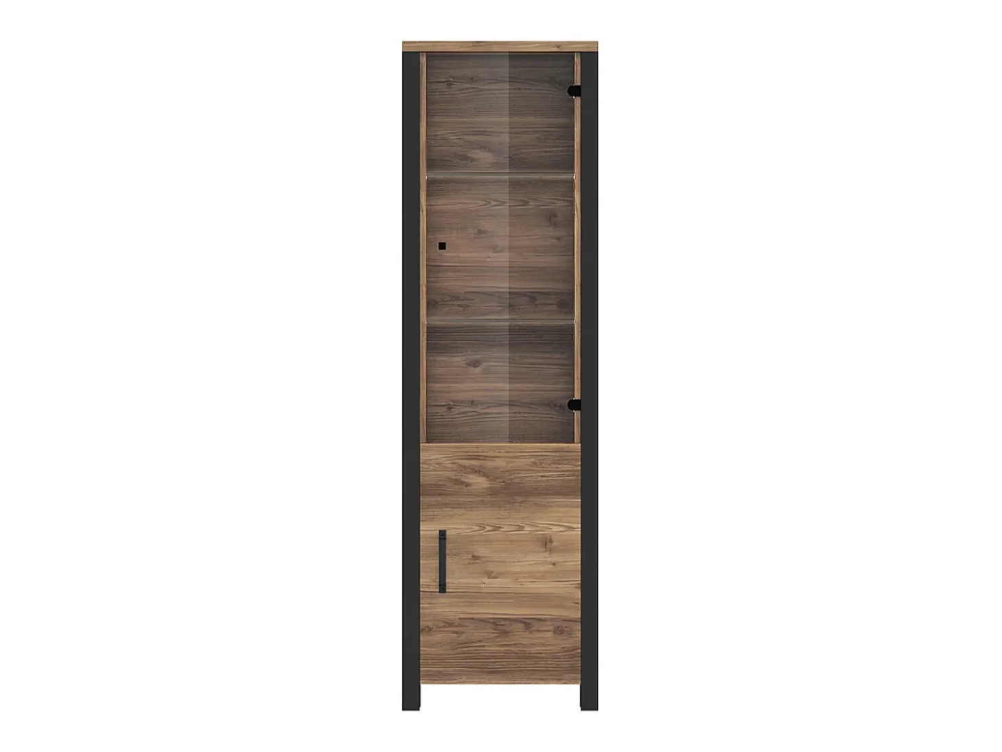 Vitrina de 2 portas Lyam em madeira e preto