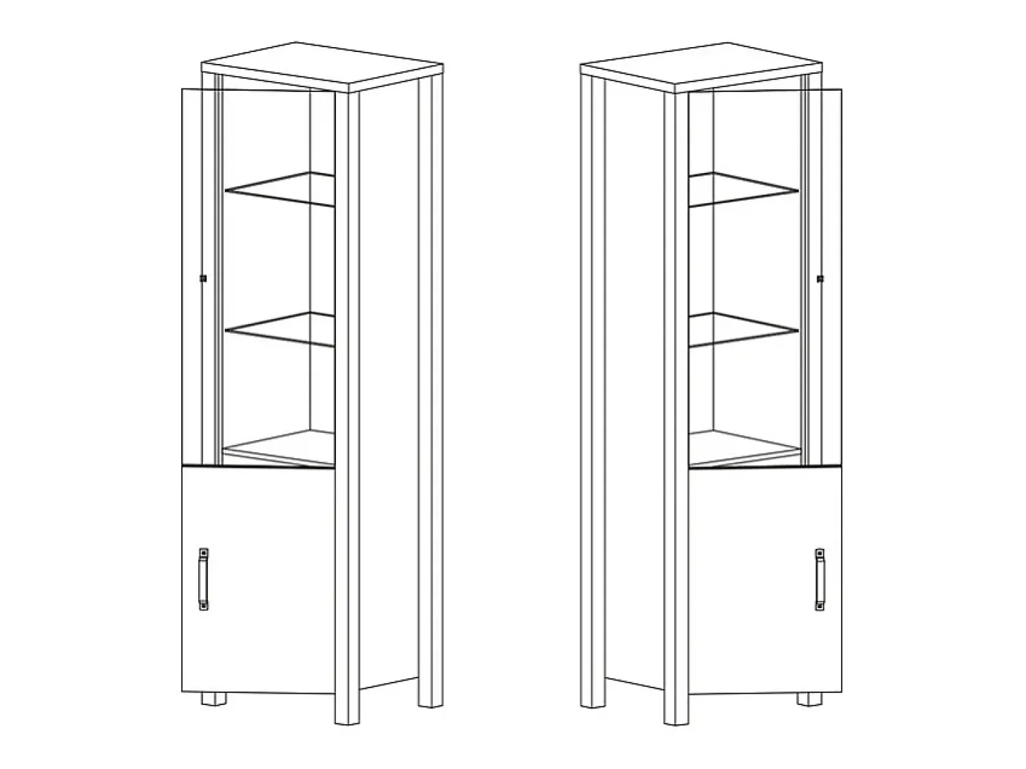Vitrina de 2 portas Lyam em madeira e preto