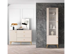 Vitrina de 2 portas Olivia Cashmere e Gold