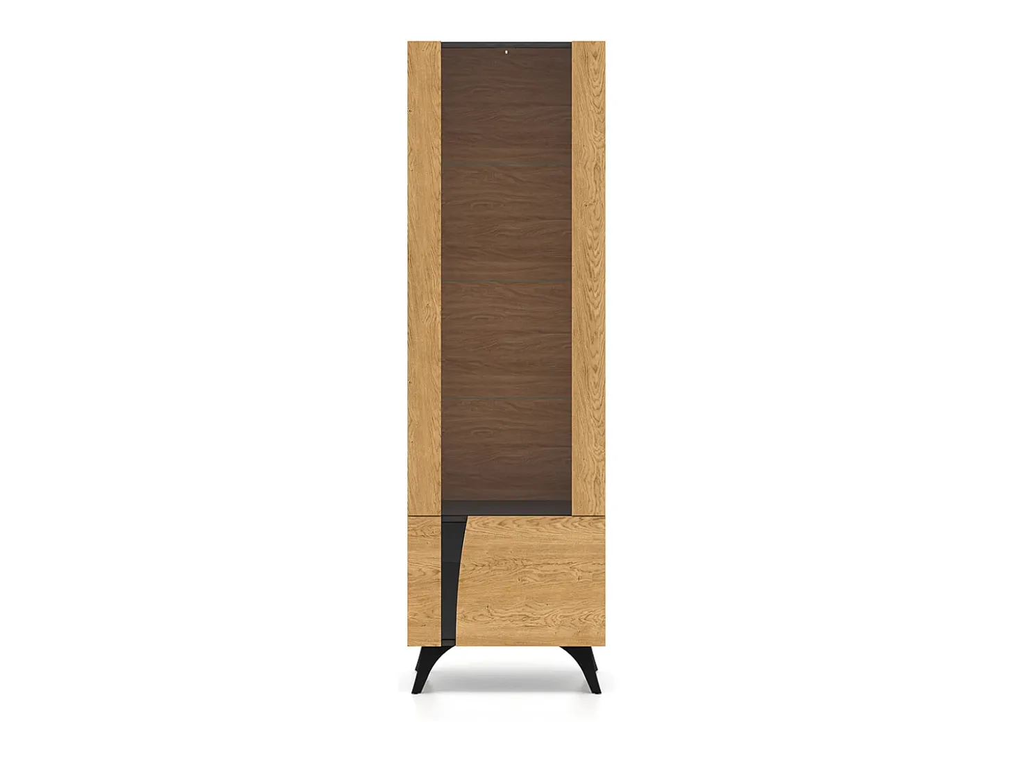 Vitrina de 2 portas Soah em madeira e preto, direita