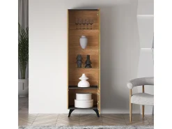 Vitrina de 2 portas Soah em madeira e preto, direita