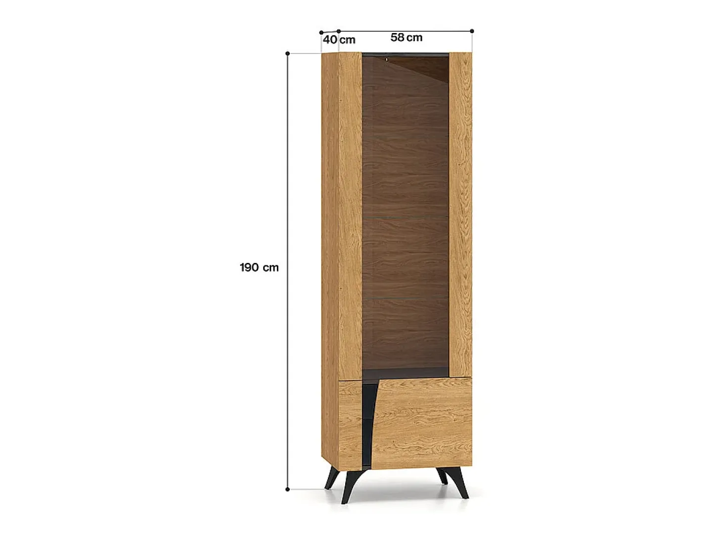 Vitrina de 2 portas Soah em madeira e preto, direita