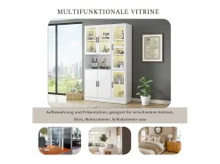 Vitrina de aparador alto 6 portas e 1 compartimento - LEDs - Madeira MDF - Branco - 120 x 40 x 200 cm
