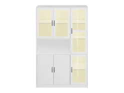 Vitrina de aparador alto 6 portas e 1 compartimento - LEDs - Madeira MDF - Branco - 120 x 40 x 200 cm