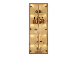 Vitrina de canto 62x35x160 cm - con iluminação LED - 2 portas de vidro temperado - Design de canto - MDF + vidro - Branco