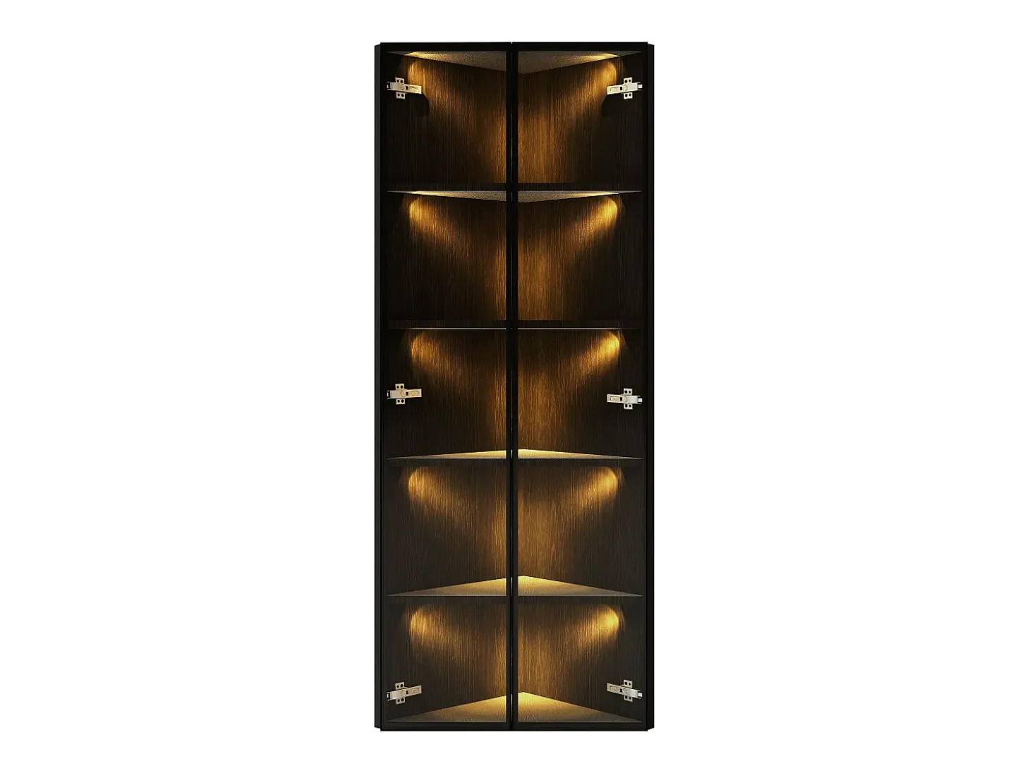 Vitrina de canto 62x35x160cm - con iluminação LED - 2 portas de vidro - Preto