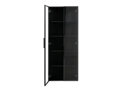 Vitrina de canto 62x35x160cm - con iluminação LED - 2 portas de vidro - Preto