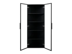 Vitrina de canto 62x35x160cm - con iluminação LED - 2 portas de vidro - Preto