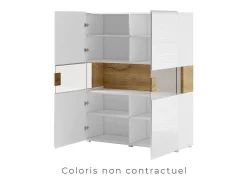 Vitrina de duas portas coleção OHIO. Cor cinza antracite e carvalho. LED incluído.