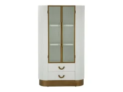 Vitrina de zibelina, Aparador expositor, Vitrina multiusos, Aparador de sala, 85x40 h160 cm, Branco e Castanho