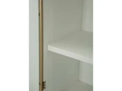 Vitrina de zibelina, Aparador expositor, Vitrina multiusos, Aparador de sala, 85x40 h160 cm, Branco e Castanho
