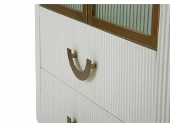 Vitrina de zibelina, Aparador expositor, Vitrina multiusos, Aparador de sala, 85x40 h160 cm, Branco e Castanho