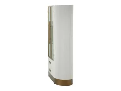 Vitrina de zibelina, Aparador expositor, Vitrina multiusos, Aparador de sala, 85x40 h160 cm, Branco e Castanho