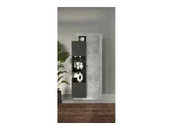 Vitrina design 2 portas coleção DOMI. Cor cinza antracite efeito concreto.