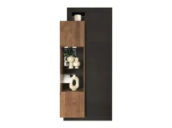 Vitrina design 2 portas coleção DOMI. Cor cinza antracite carvalho escuro