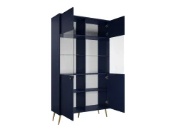 Vitrina design AZURÉA – 2 portas com vidro LED – Azul profundo – 106x191x41 cm