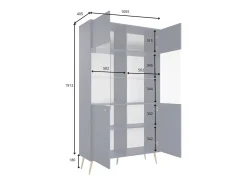 Vitrina design AZURÉA – 2 portas com vidro LED – Azul profundo – 106x191x41 cm
