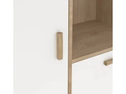 Vitrina Dvarrell, Aparador expositor, Vitrina multiusos, Aparador sala, 89x40 h188 cm, Carvalho e Branco