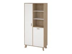 Vitrina Dvarrell, Aparador expositor, Vitrina multiusos, Aparador sala, 89x40 h188 cm, Carvalho e Branco