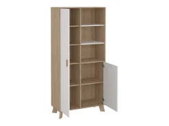 Vitrina Dvarrell, Aparador expositor, Vitrina multiusos, Aparador sala, 89x40 h188 cm, Carvalho e Branco