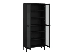 Vitrina Dvastol, Aparador expositor, Vitrina multiusos, Aparador de sala, 89x36 h203 cm, Preto