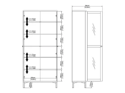 Vitrina Dvastol, Aparador expositor, Vitrina multiusos, Aparador de sala, 89x36 h203 cm, Preto