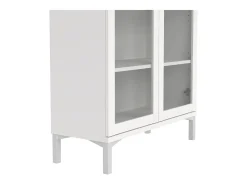 Vitrina Dvastol, Aparador expositor, Vitrina multiusos, Aparador para sala, 89x36 h203 cm, Branco