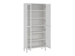 Vitrina Dvastol, Aparador expositor, Vitrina multiusos, Aparador para sala, 89x36 h203 cm, Branco