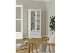 Vitrina Dvatt, Aparador expositor, Vitrina multiusos, Aparador sala, 96x42 h201 cm, Branco
