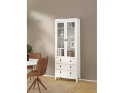 Vitrina Dvecch, Aparador expositor, Vitrina multiusos, Aparador sala, 78x33 h199 cm, Branco