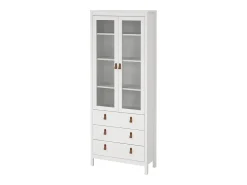 Vitrina Dvecch, Aparador expositor, Vitrina multiusos, Aparador sala, 78x33 h199 cm, Branco